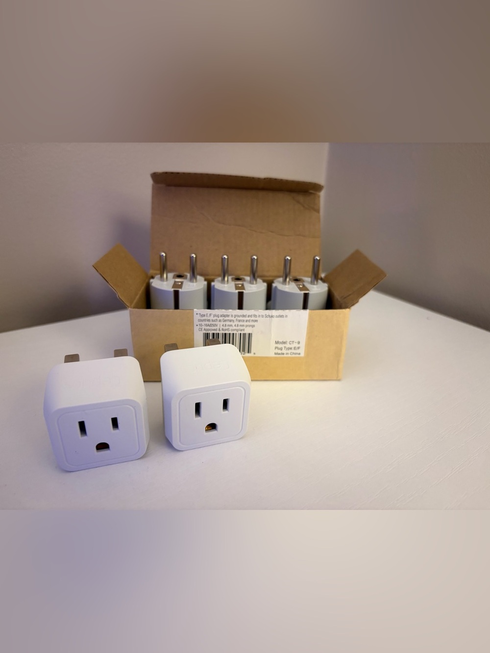 Europe Travel Plug Adapter Lot of 5 – 3 Type E/F + 2 Type G US to Europe UK